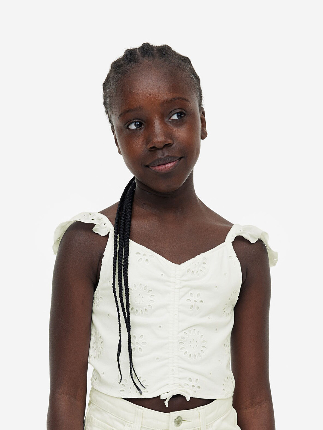 H&M Girls Flounce-Trimmed Strappy Top