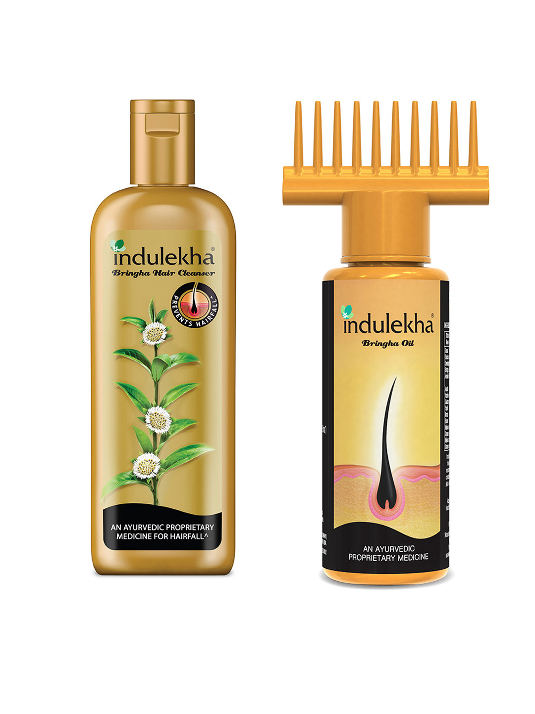 indulekha Set of Bringha Hair Oil - 100 ml & Bringha Hair Cleanser Shampoo - 340 ml