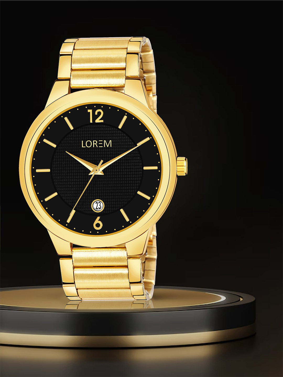 LOREM Men Brass Dial & Stainless Steel Bracelet Style Straps Analogue Watch LR135
