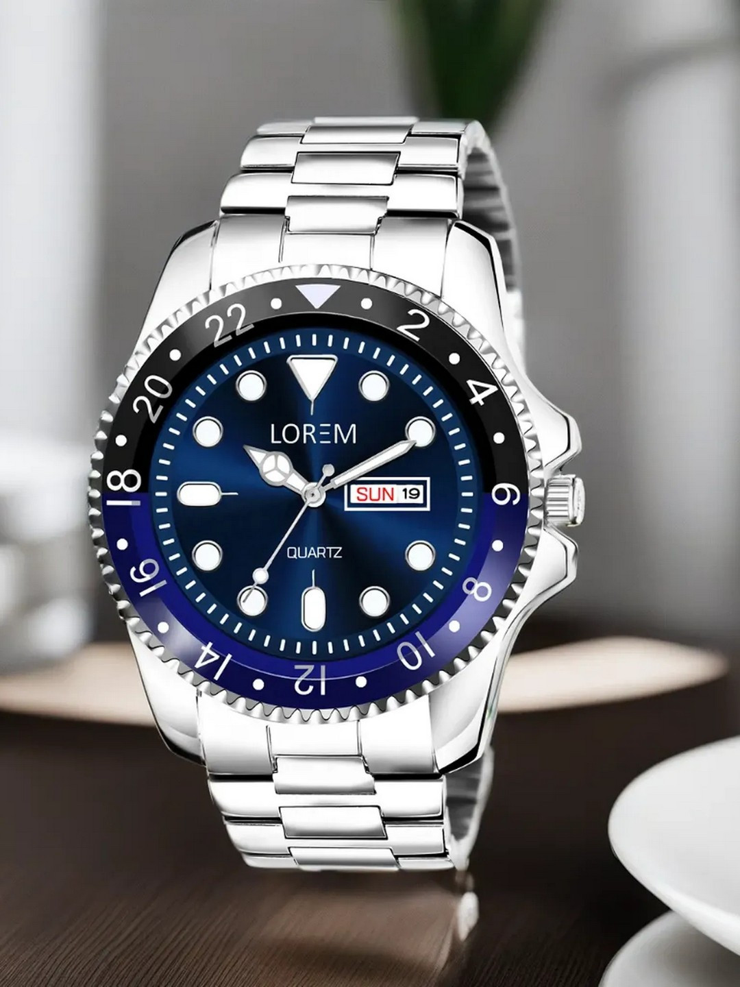 LOREM Men Printed Dial & Stainless Steel Bracelet Style Straps Analogue Watch LR130