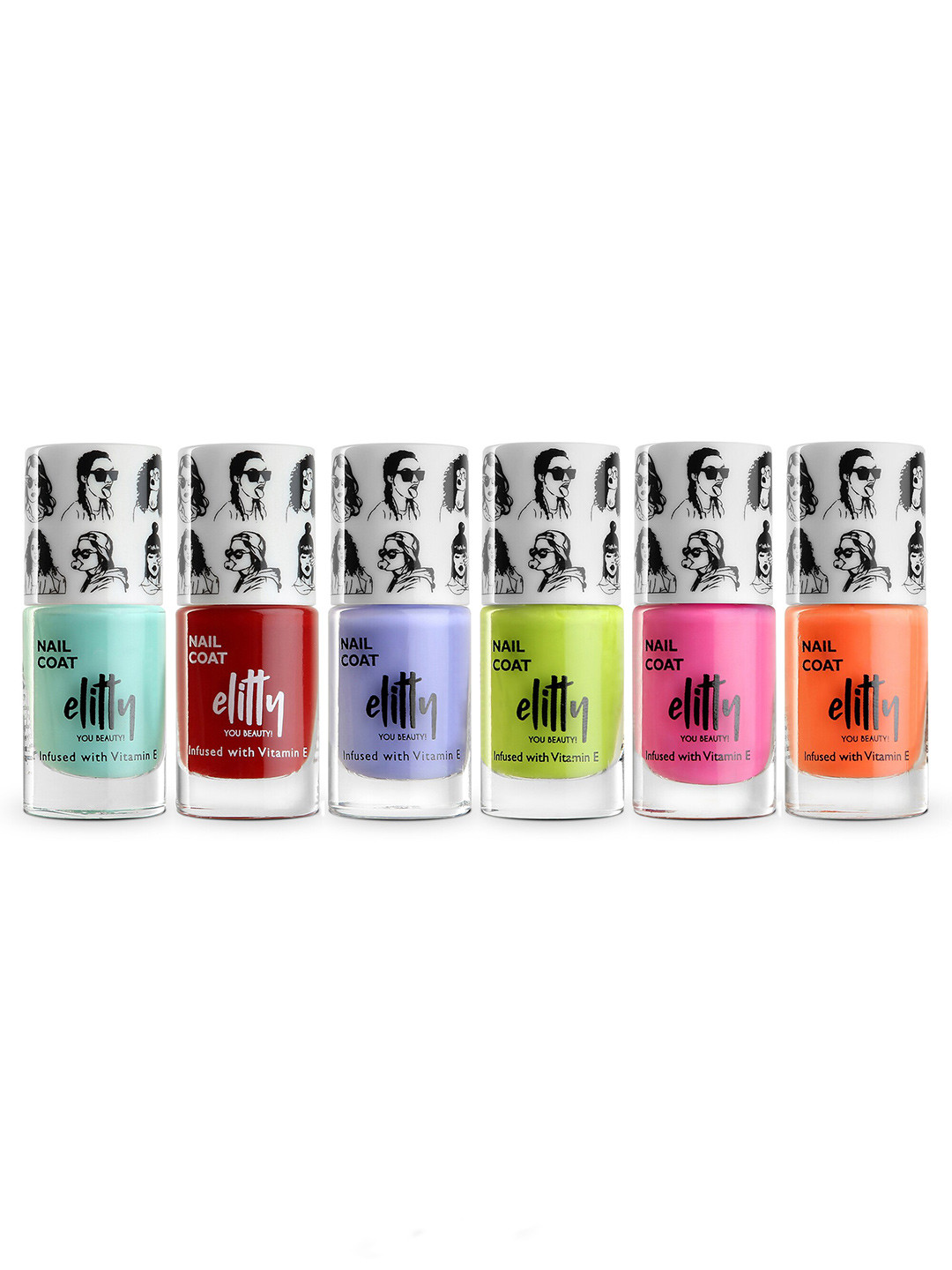 Elitty Set of 6 Mad Over Nails Quick-Dry Nail Polish 6ml each - Thriving