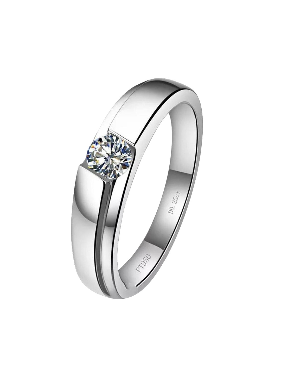 MYKI Men Silver-Plated CZ-Studded Ring