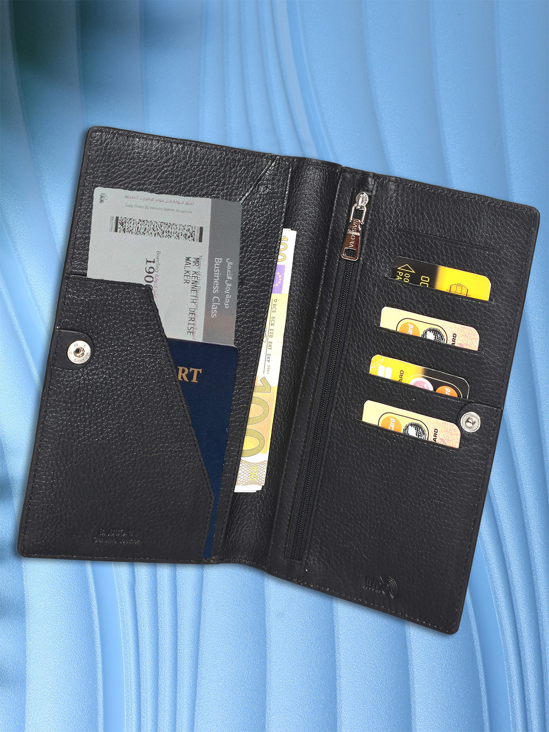 Sassora Textured RFID Leather Travel Document Holder