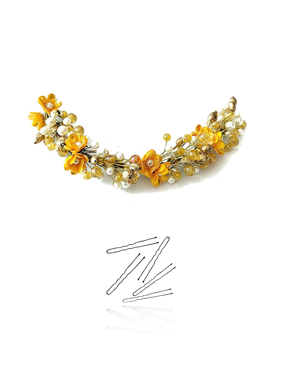 Hair Flare Artificial Small Rose Flower Gajra Beaded Tiara