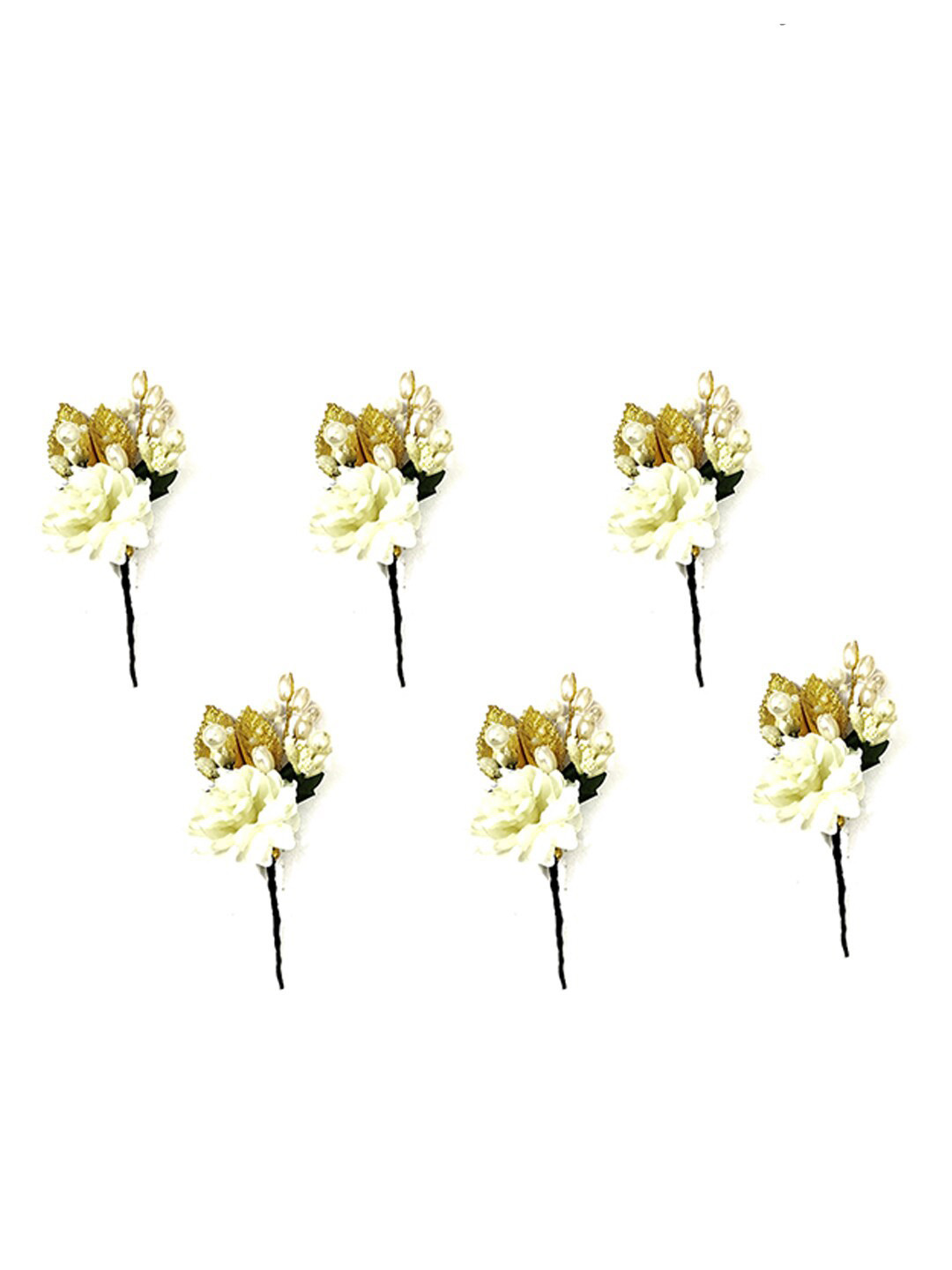 Hair Flare Women 6Pcs Floral Beaded U Pins