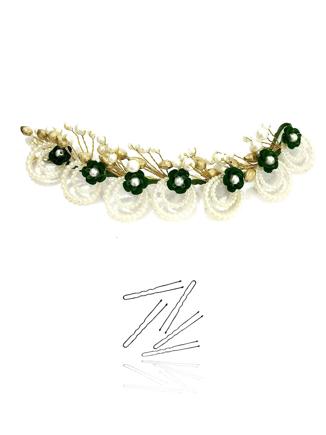 Hair Flare Women Green & White Embellished Tiara