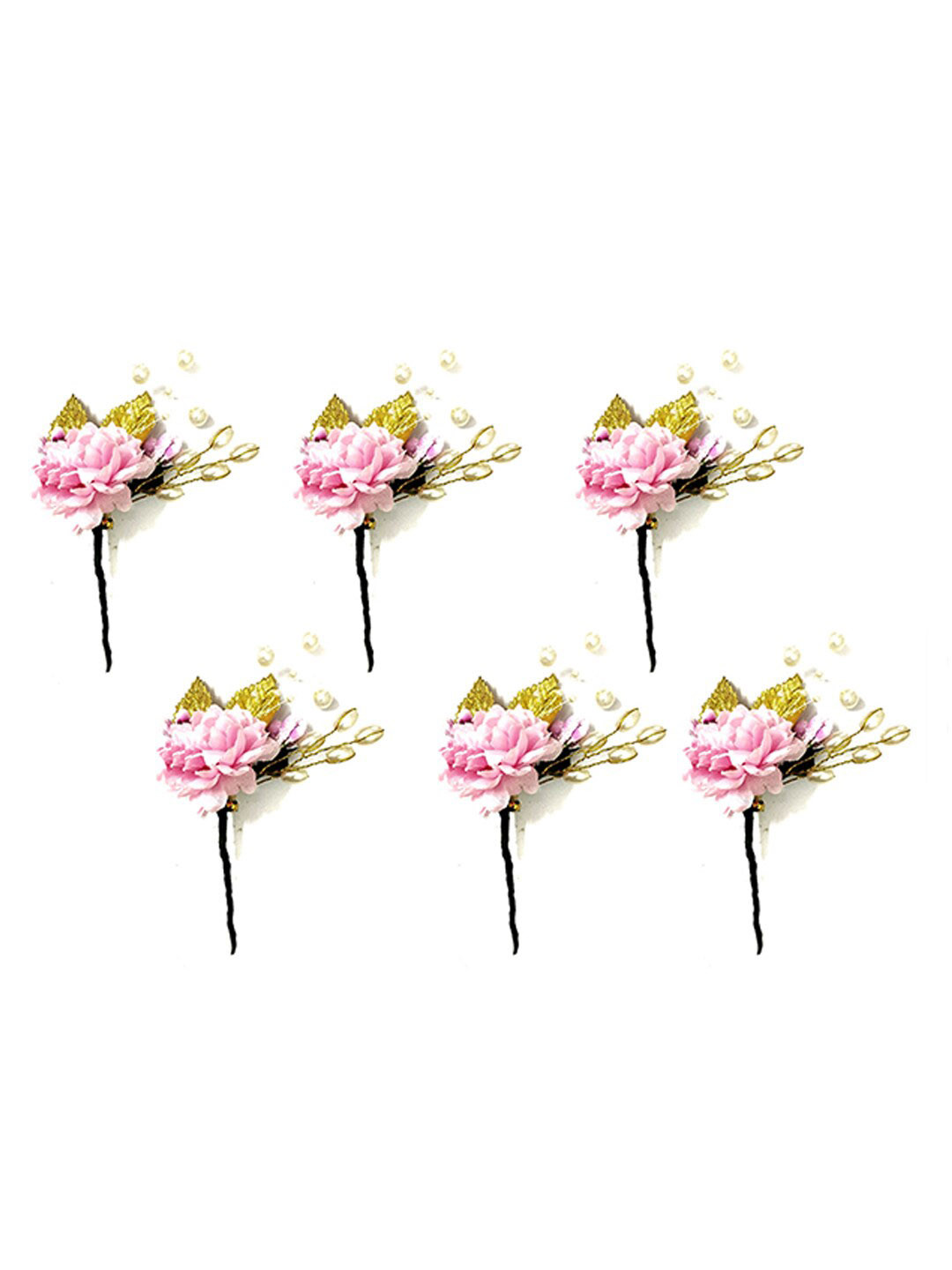 Hair Flare Women 6Pcs Floral Beaded U Pins