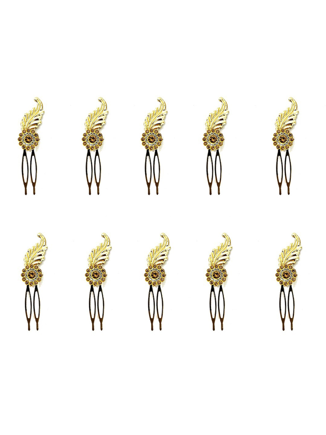 Hair Flare Women Gold-Toned & Black Embellished Comb Pin