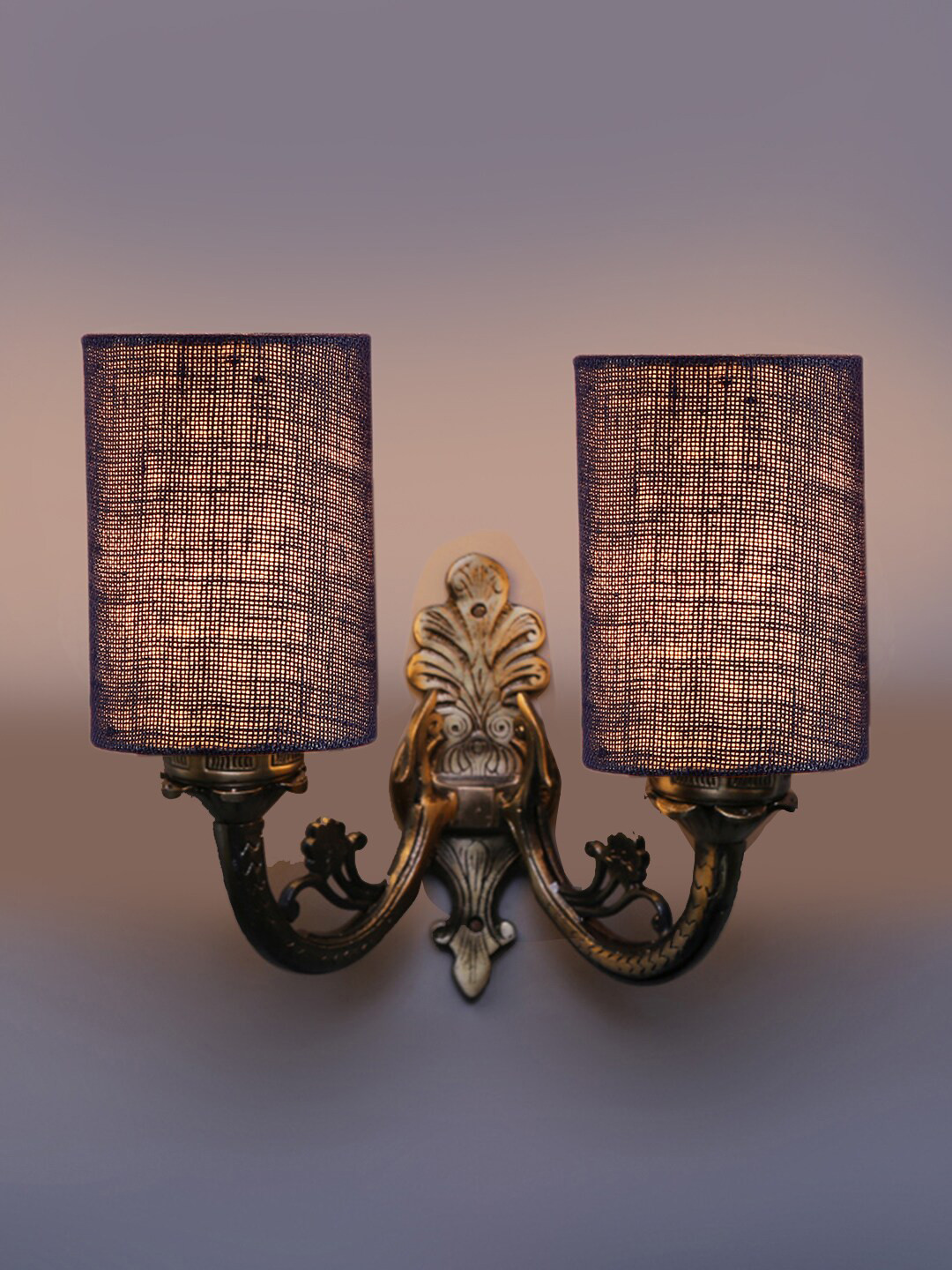 Devansh Blue Dual Antique Wall Lamp With Jute Shade