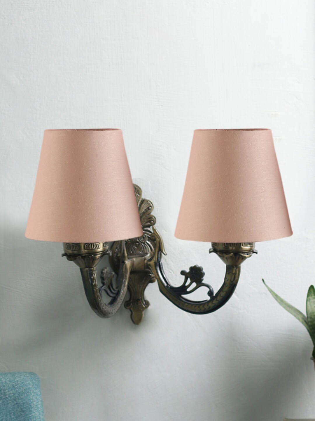 Devansh Grey Textured Antique Wall Lamp With Cotton Shade