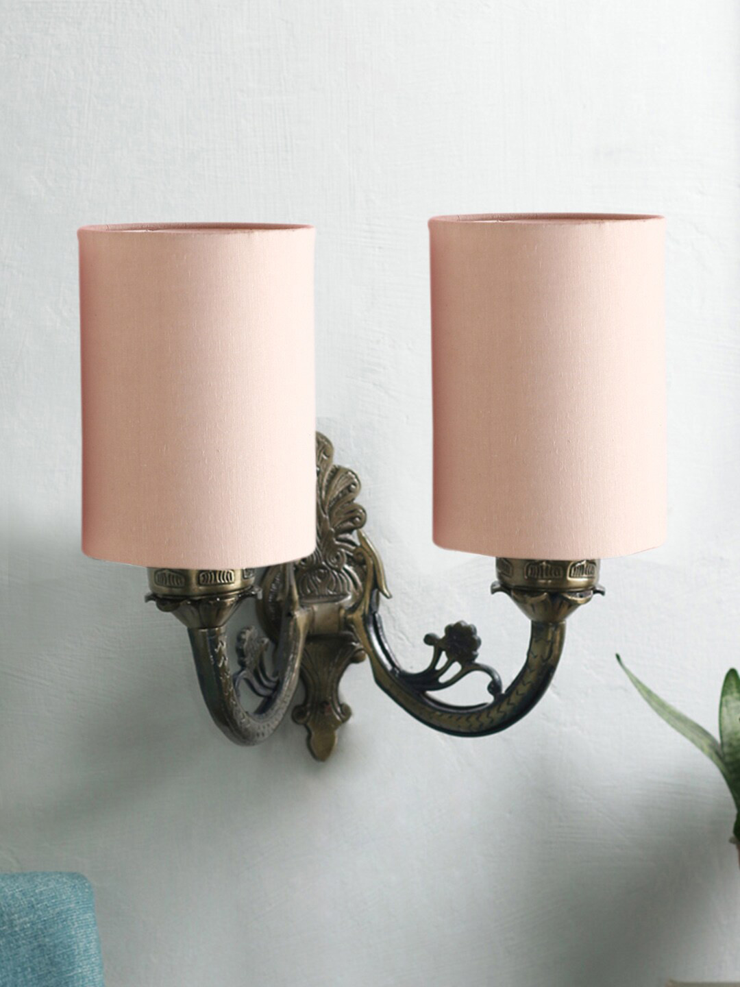 Devansh Grey Textured Antique Wall Lamp With Cotton Shade