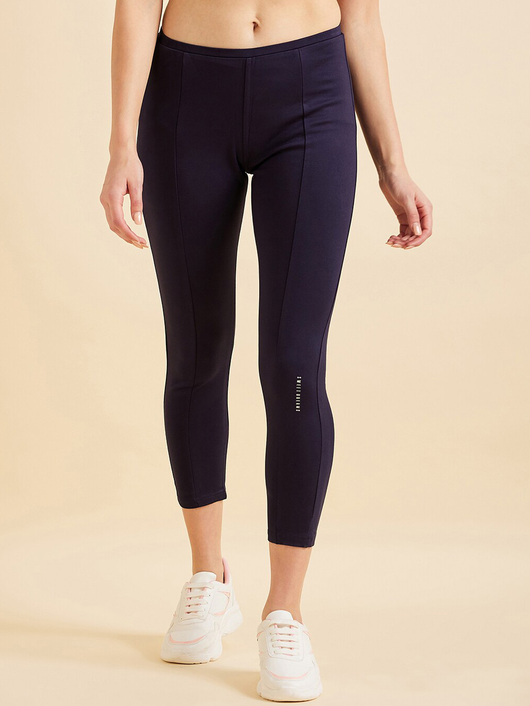 Sweet Dreams Women Navy Blue Mid Rise Knitted Ankle Length Tights