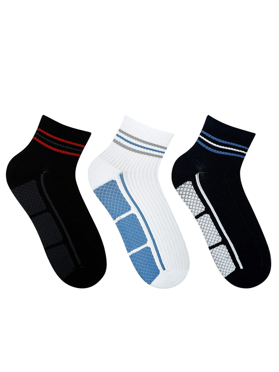 Socksxpress Men Pack Of 3 Patterned Sports Ankle Socks