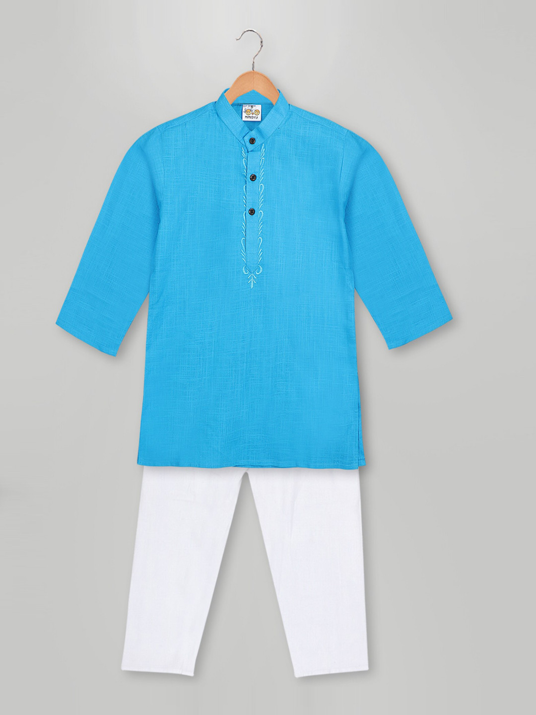 MIMISKU Boys Band Collar Pure Cotton Kurta With Pyjamas