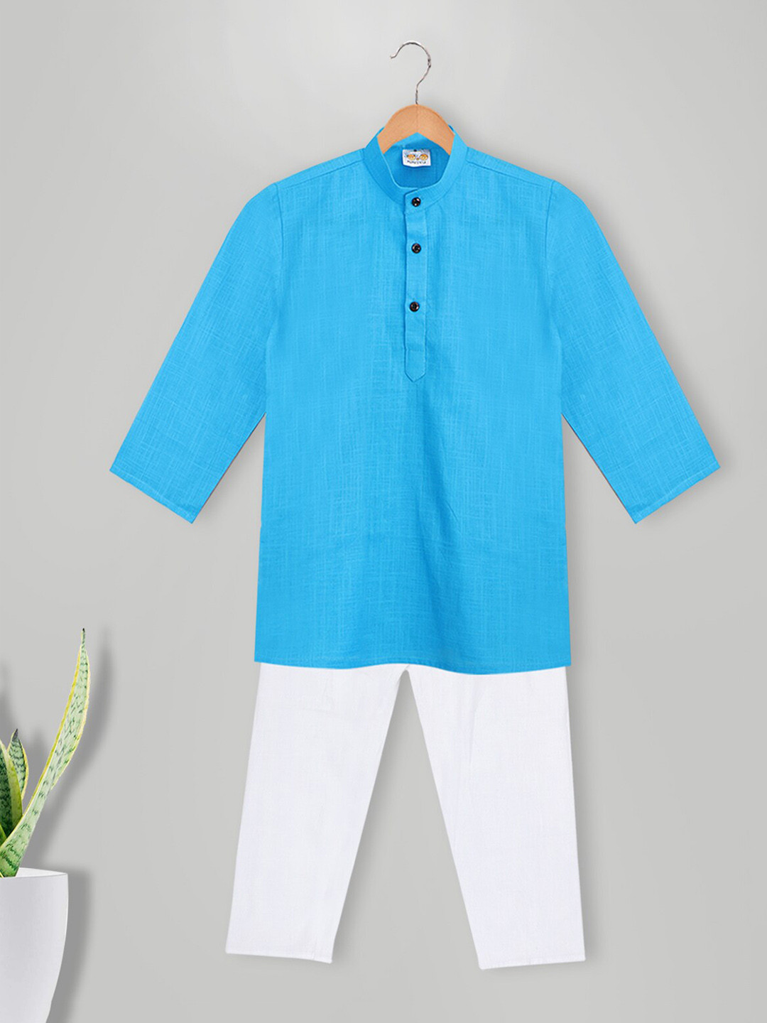 MIMISKU Boys Blue Regular Pure Cotton Kurta with Pyjamas