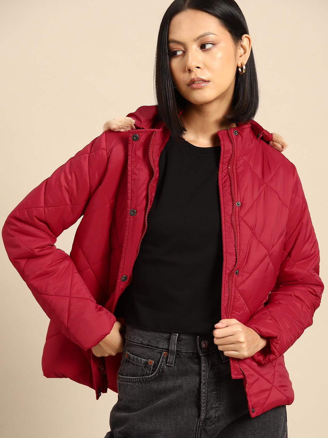 all about you Women Hooded Quilted Jacket