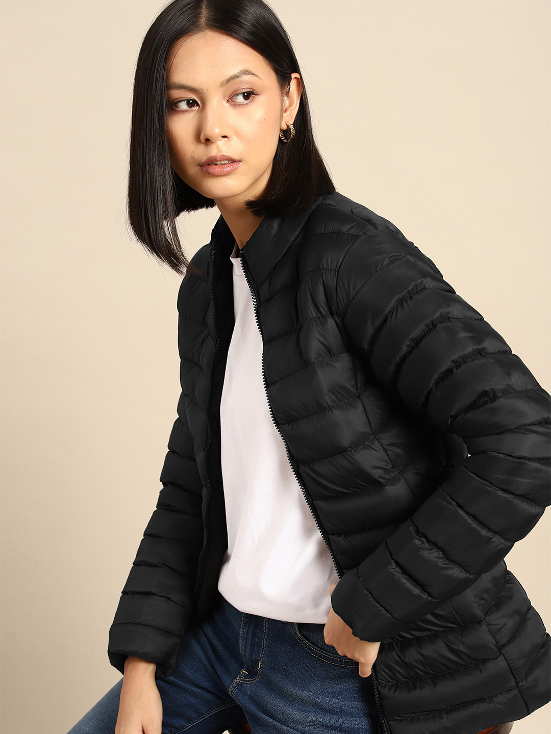 all about you Women Solid Puffer Jacket