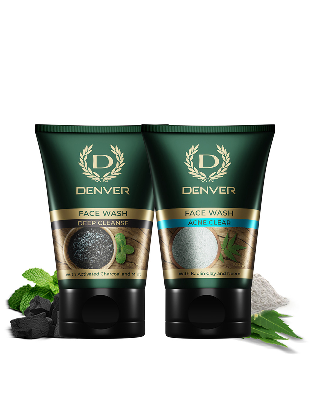 Denver Set Of 2 Face Wash - Deep Cleanse & Acne Clear - 100g Each