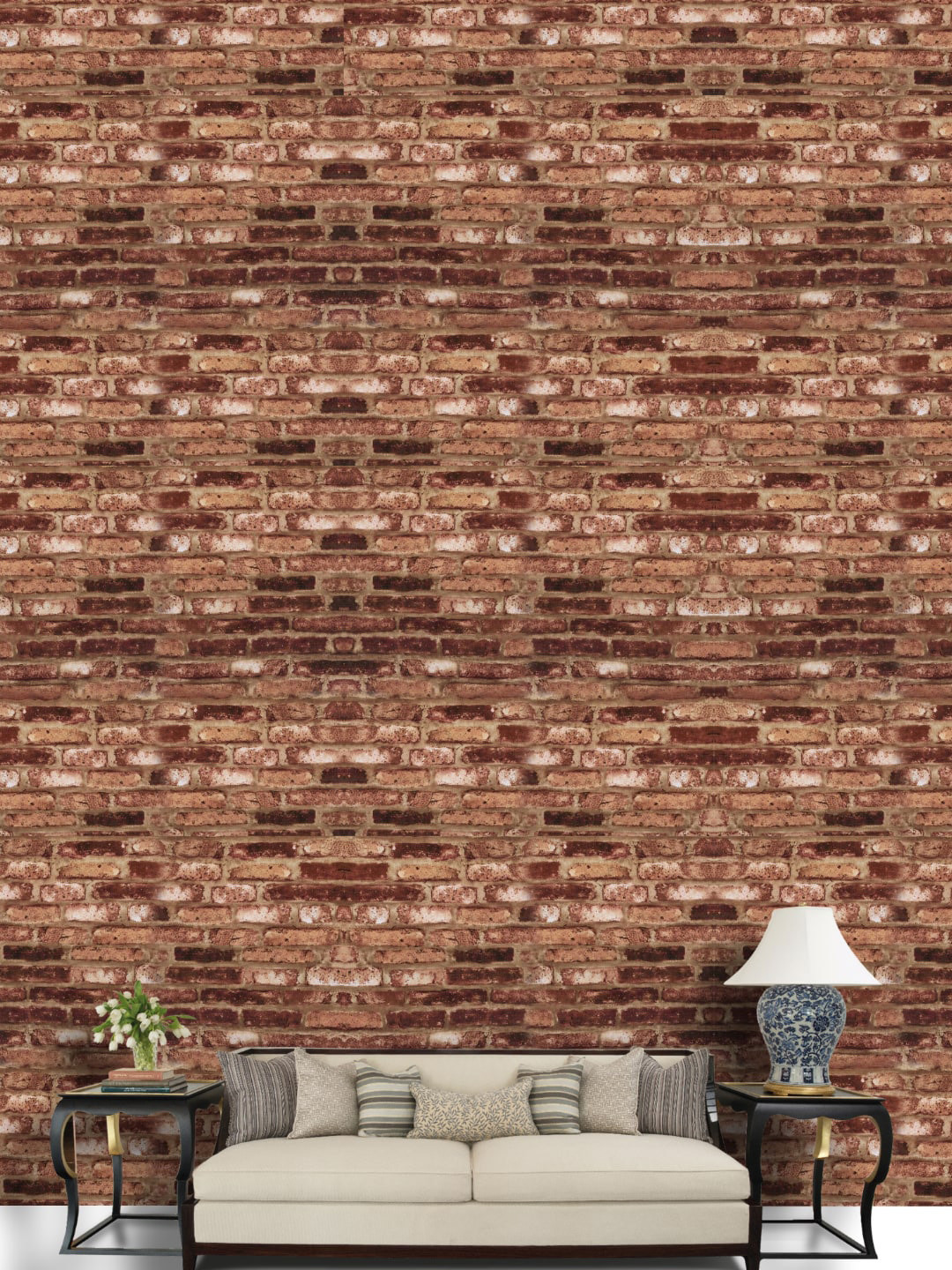 Jaamso Royals Brown Shelf Liner Brick Self Adhesive Removable Wallpaper