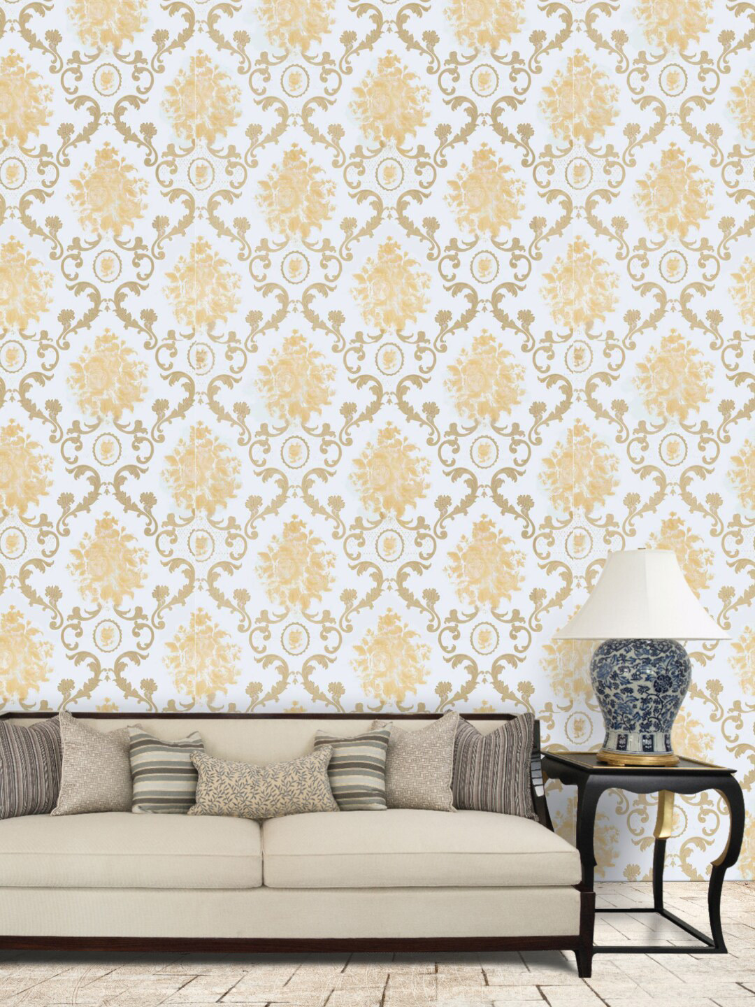 Jaamso Royals White & Beige Brick Self Adhesive Removable Wallpaper