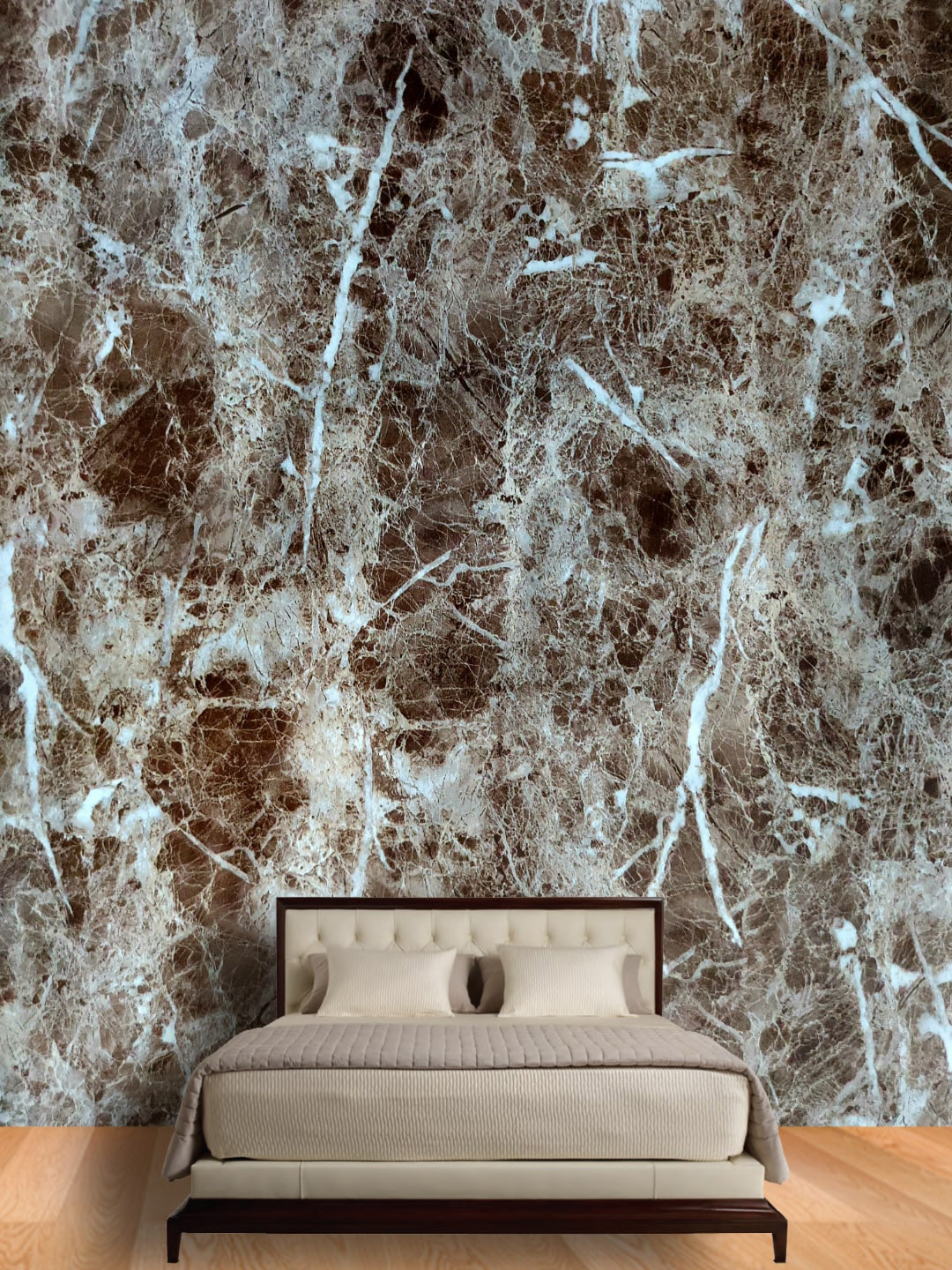 Jaamso Royals Brown & White Valencia Marble Self Adhesive Removable Wallpaper