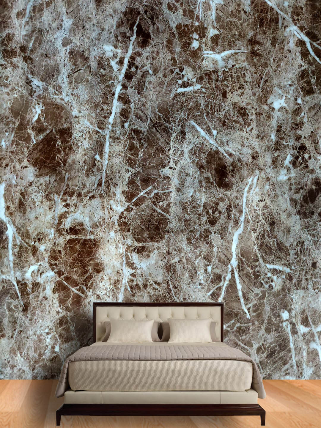 Jaamso Royals Brown & Blue Valencia Marble Self Adhesive Removable Wallpaper