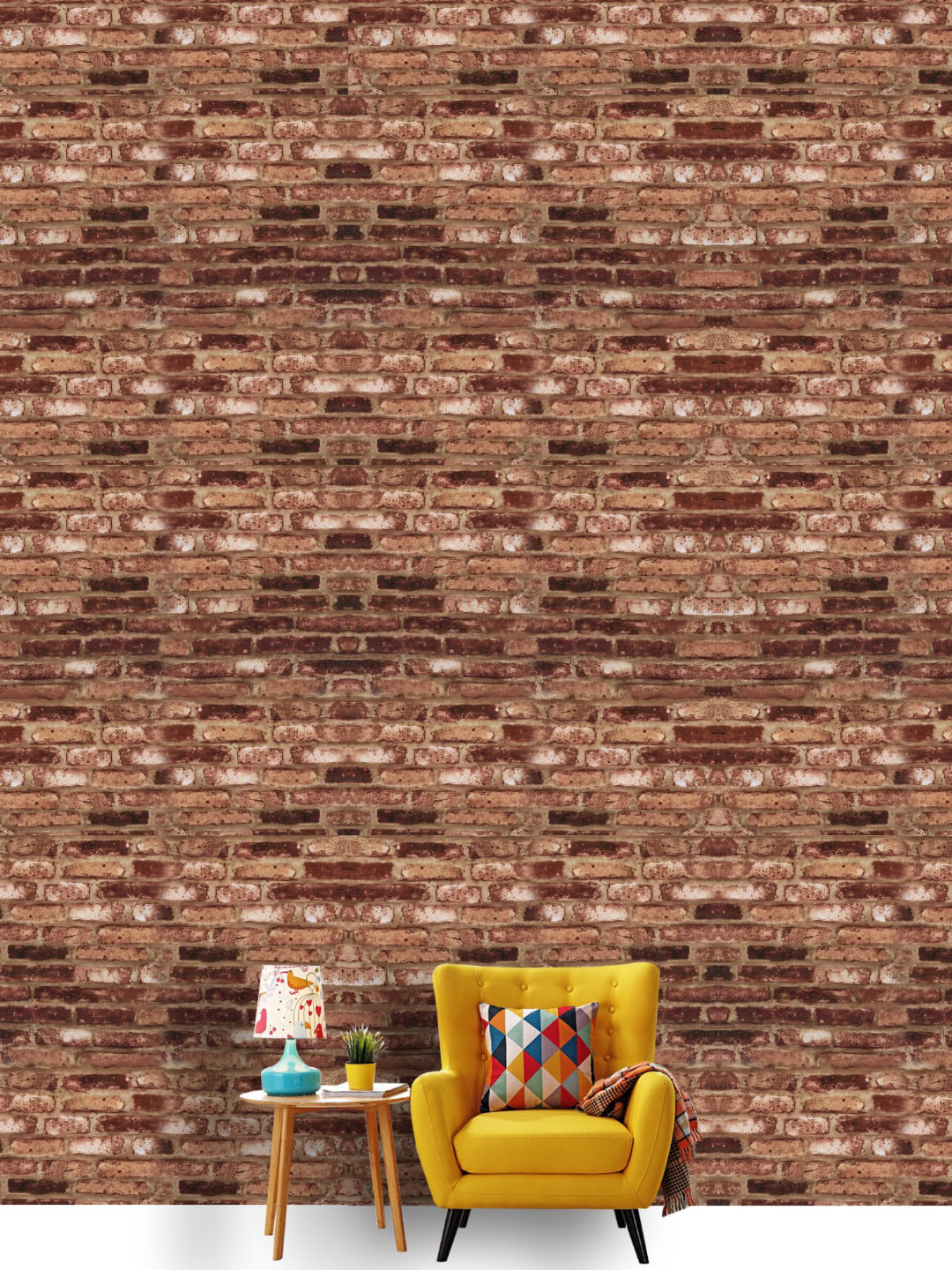 Jaamso Royals Brown Shelf Liner Brick Self Adhesive Removable Wallpaper