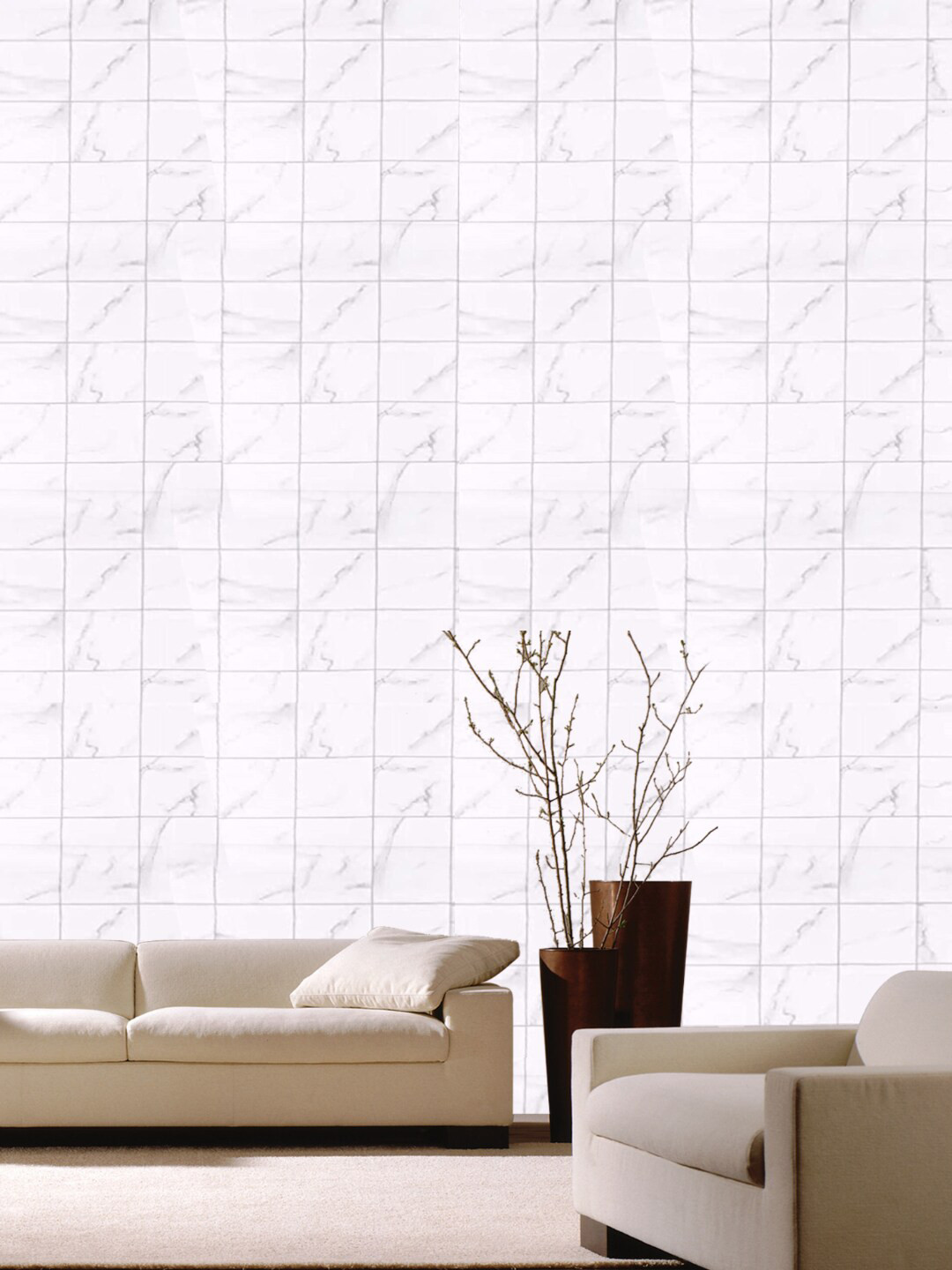 Jaamso Royals White & Grey Freehand Self Adhesive Removable Wallpaper-500 CM X 45 CM
