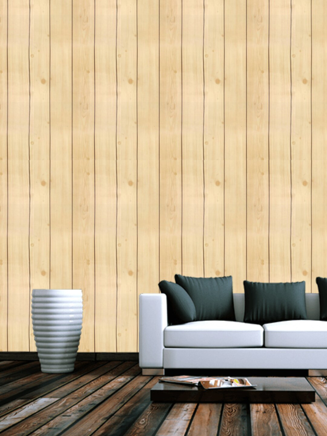 Jaamso Royals Yellow & Black Stripes Self Adhesive Removable Wallpaper