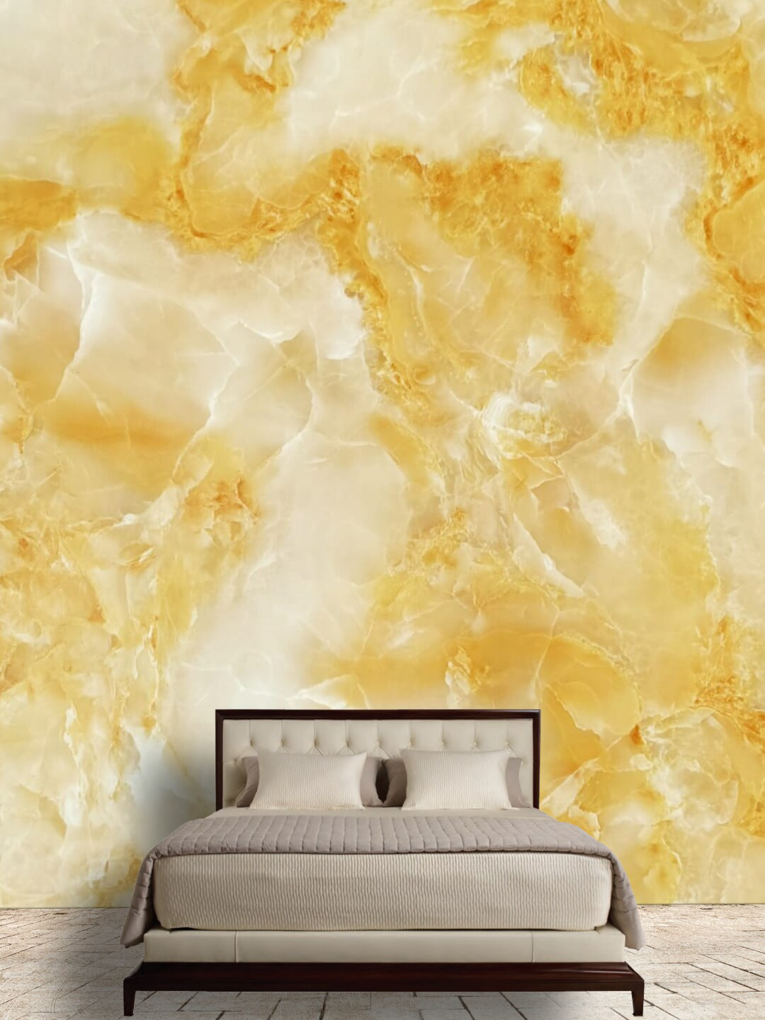 Jaamso Royals Cream & Yellow Marble Self Adhesive Removable Wallpaper