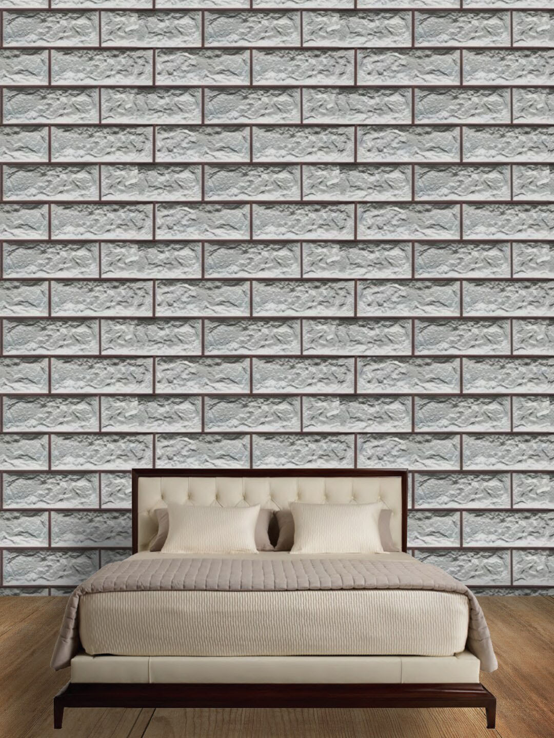 Jaamso Royals Grey Brick Stone Self Adhesive Removable Wallpaper