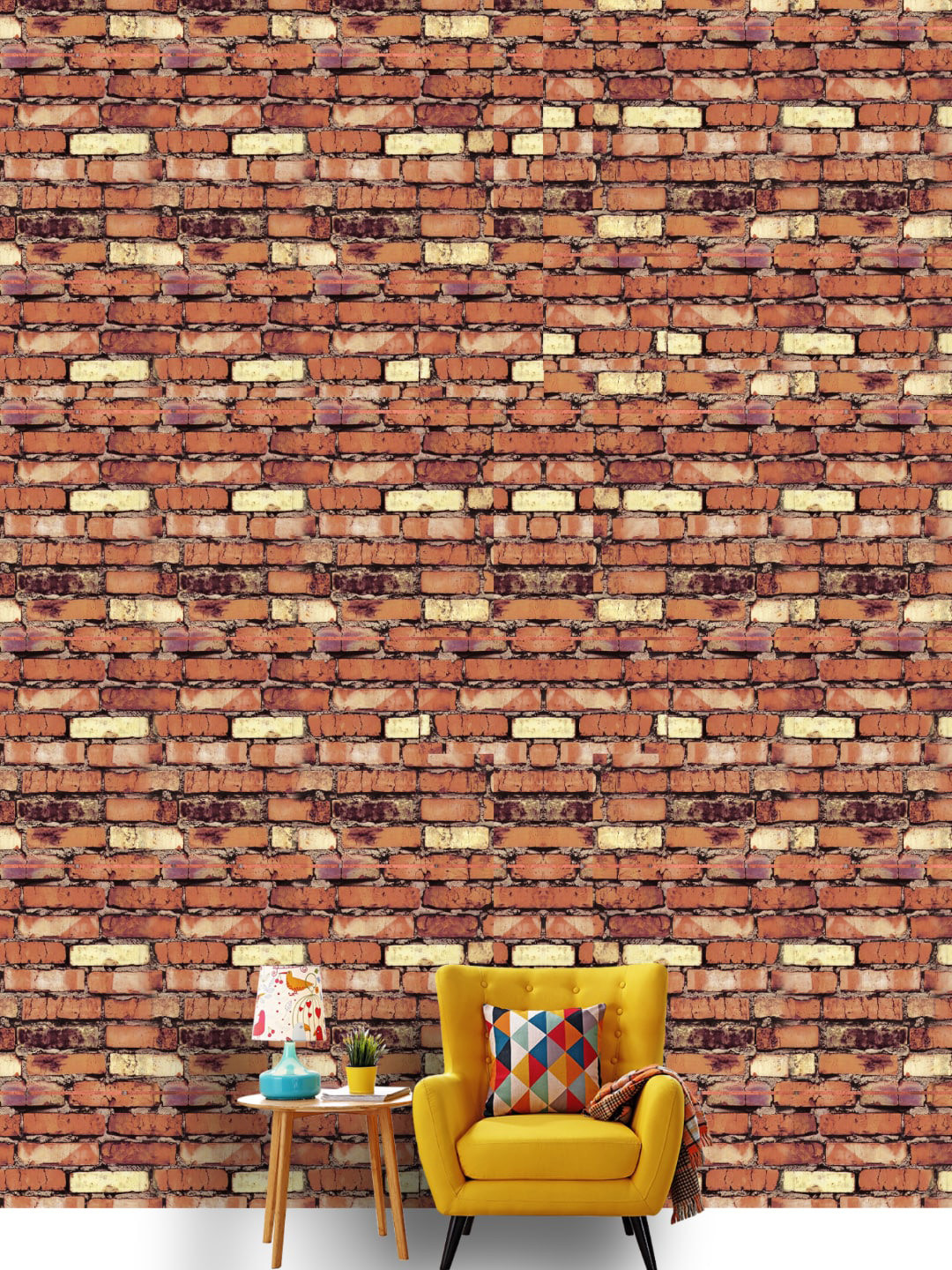 Jaamso Royals Brown Brick Self Adhesive Removable Wallpaper