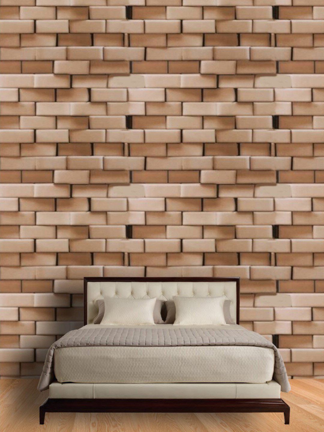 Jaamso Royals Brown 3D Brick Self Adhesive Removable Wallpaper