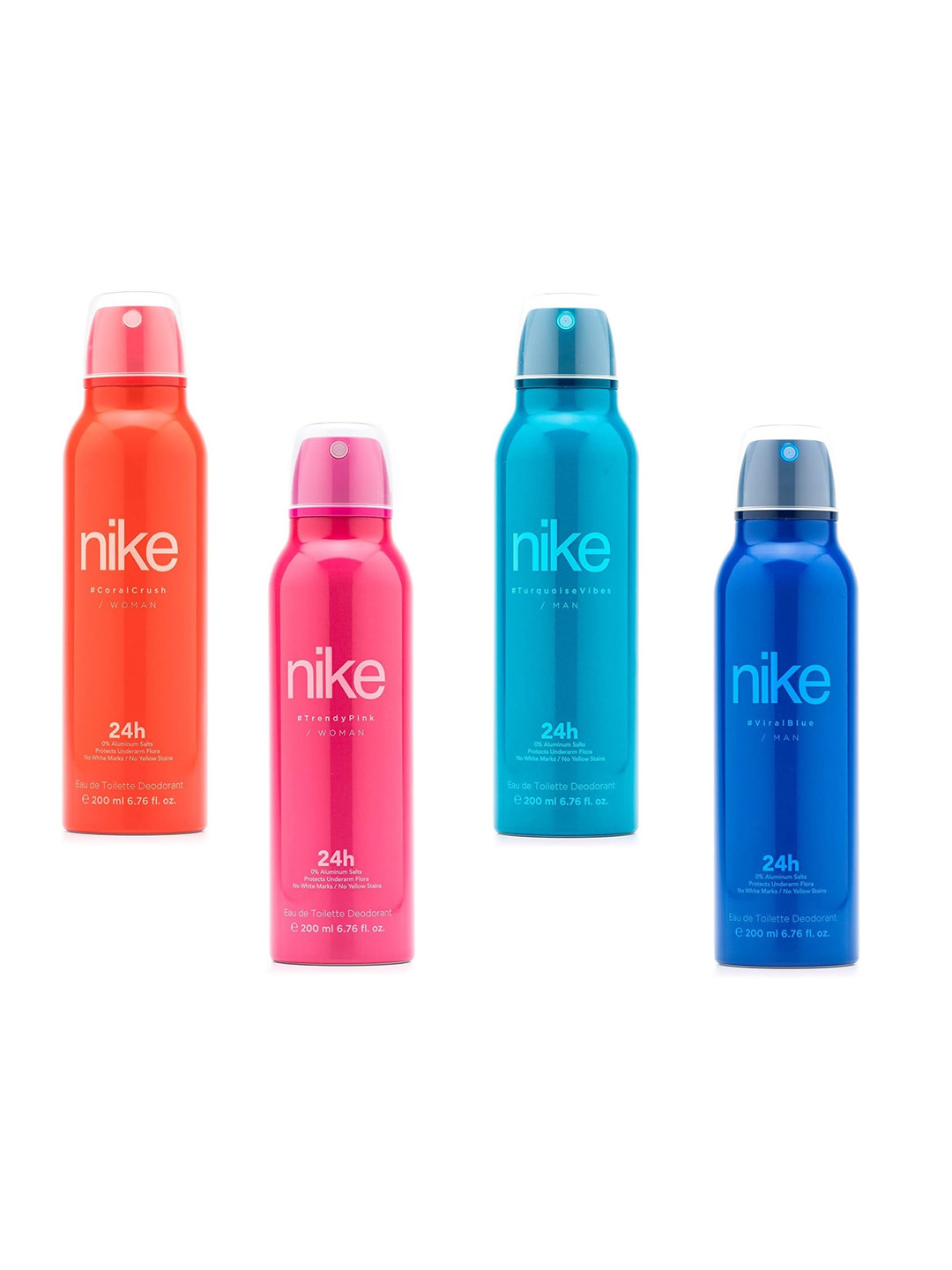 Nike Fragrances Set of 4 Long Lasting Eau De Toilette Deodorant - 200 ml each