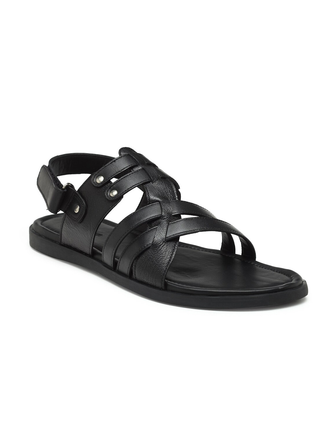 BEAVER Men Textured Leather Comfort Sandals