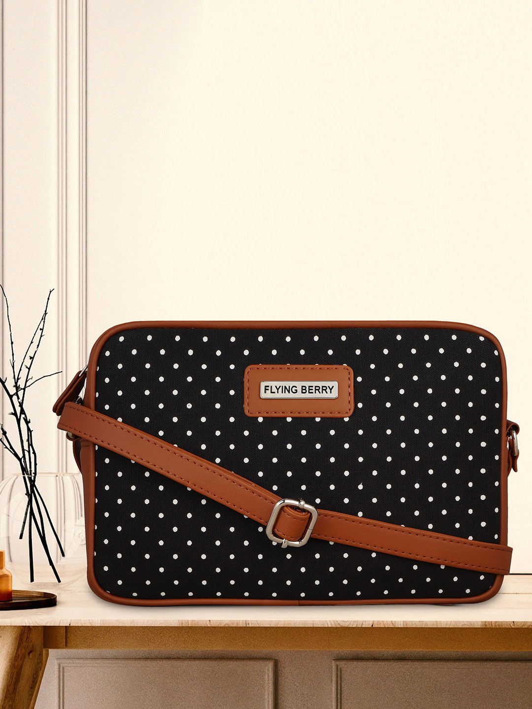 FLYING BERRY Polka Dots Printed Structured Sling Bag