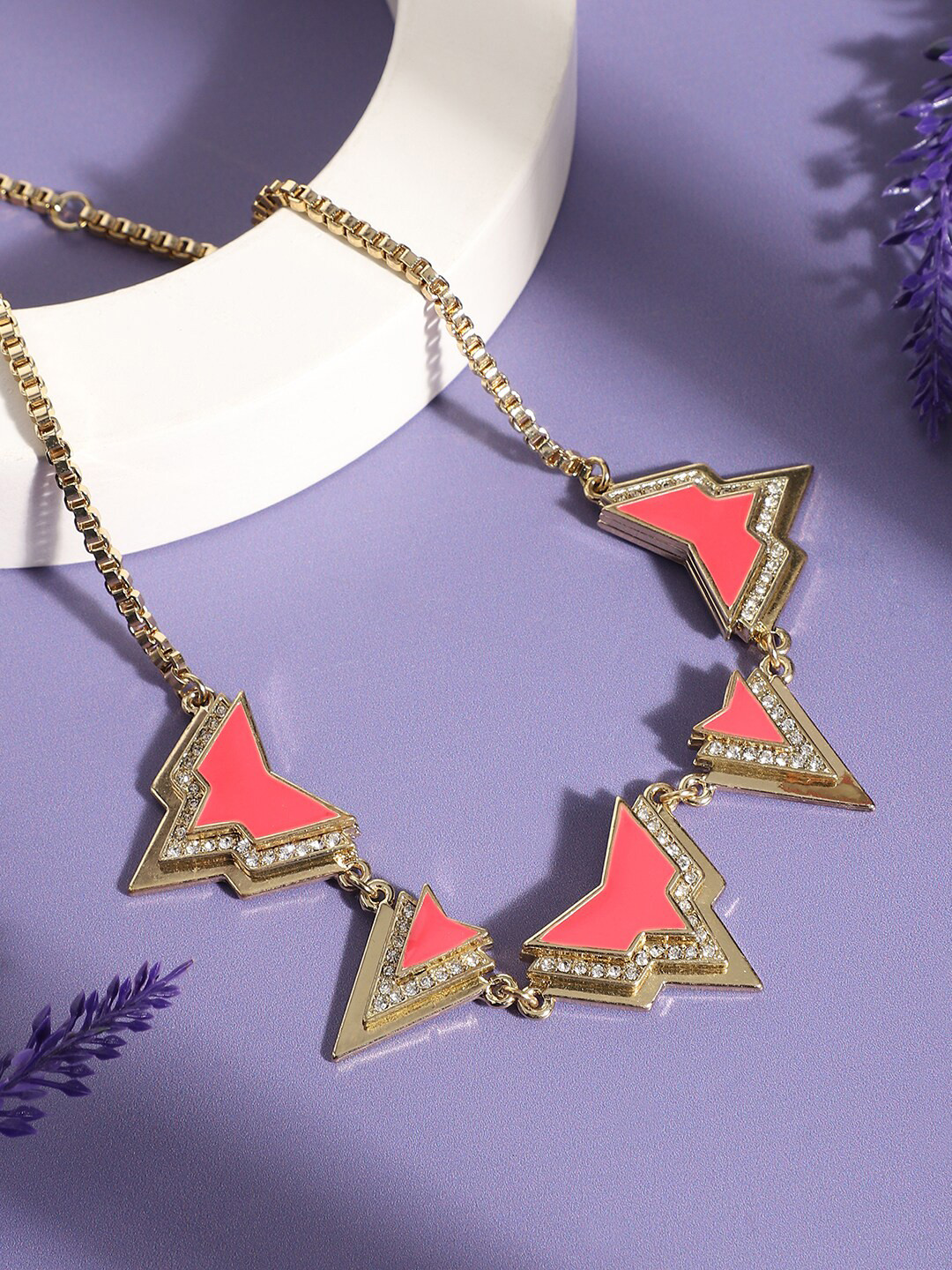 SOHI Gold-Plated Multicolour Statement Artificial Stones Necklace