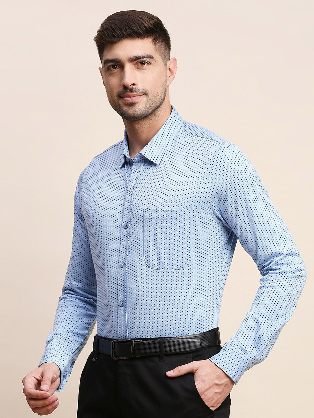 INVICTUS Original Fit Micro Ditsy Printed Knit Formal Shirt