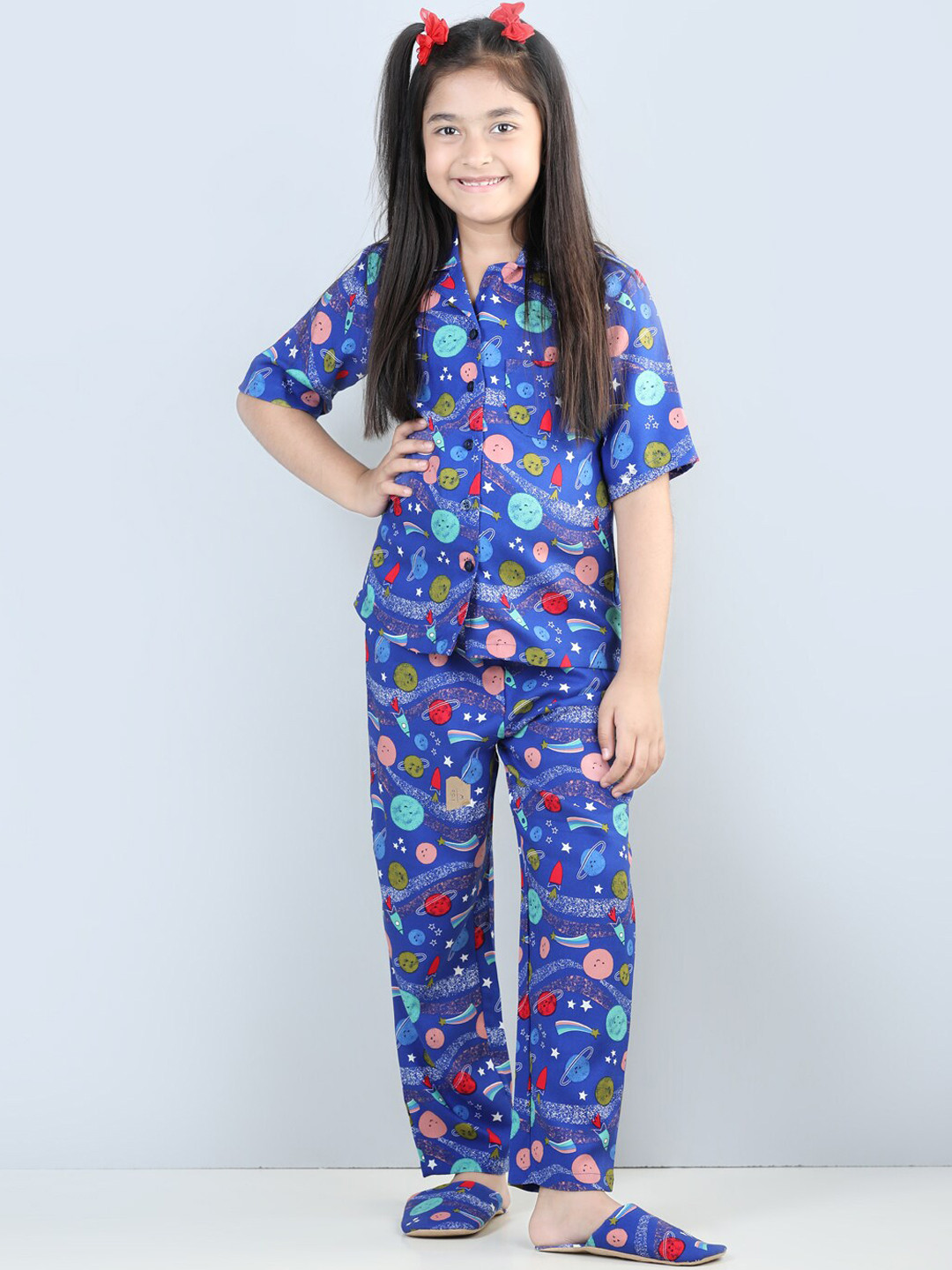 PICCOLO Girls Conversational Printed Pure Cotton Night Suit