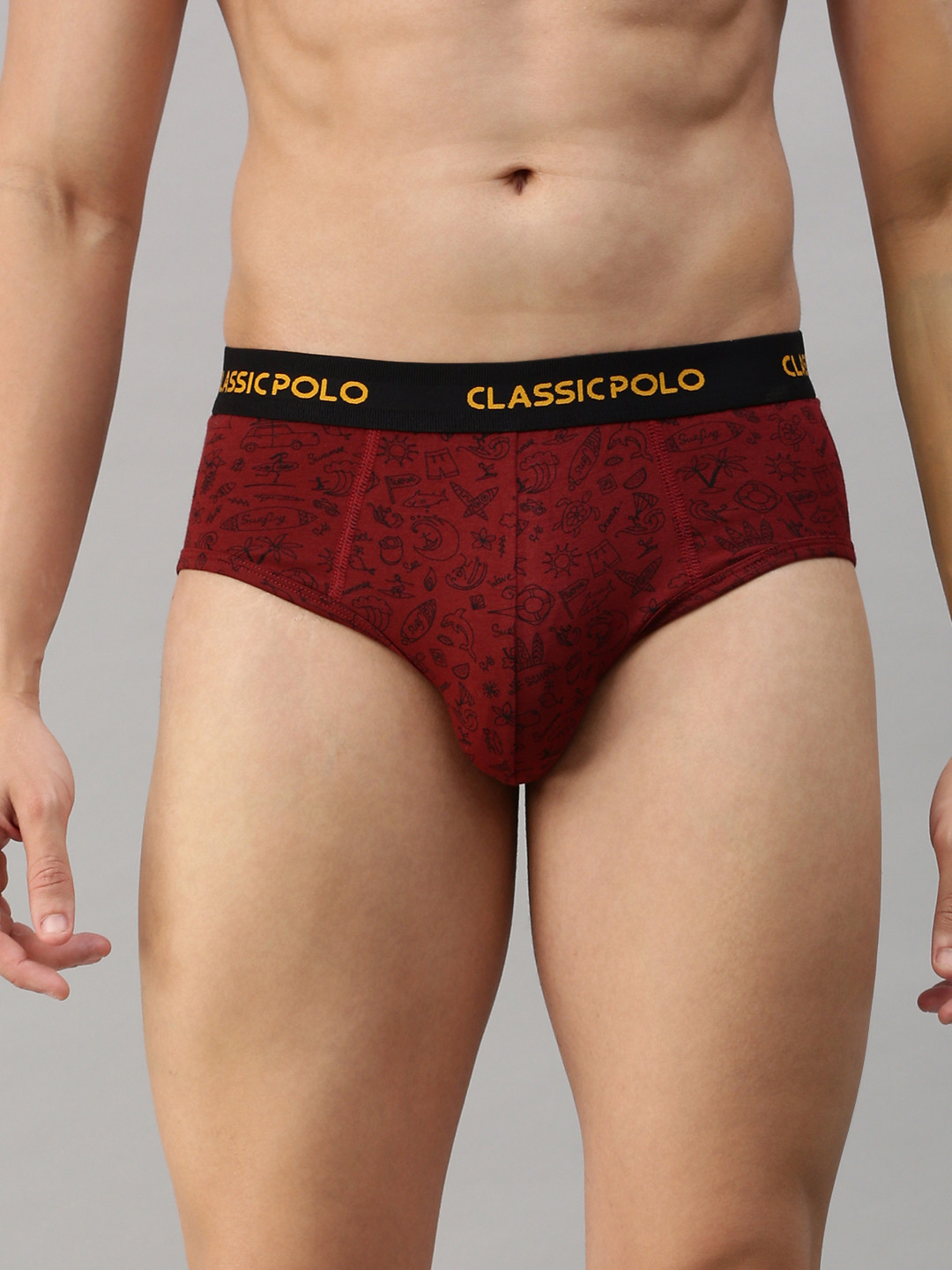 Classic Polo Men Printed Anti-Odour Slim-Fit Briefs