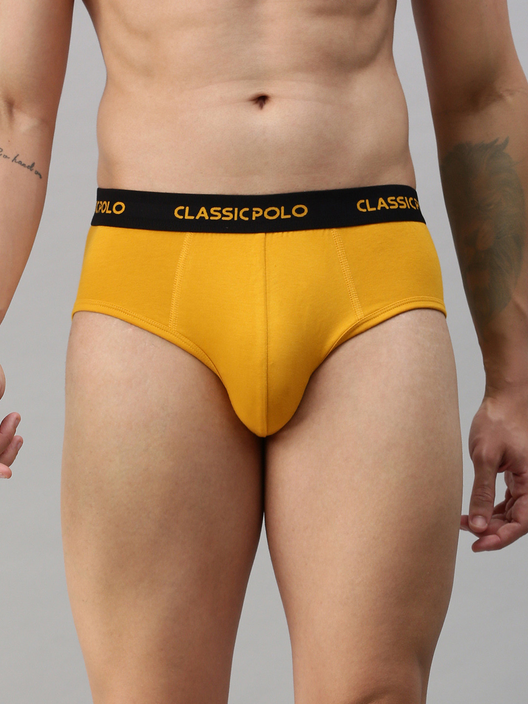 Classic Polo Men Double Layered Contoured Pouch Modal Briefs SCARCE - YELLOW_70-75CM