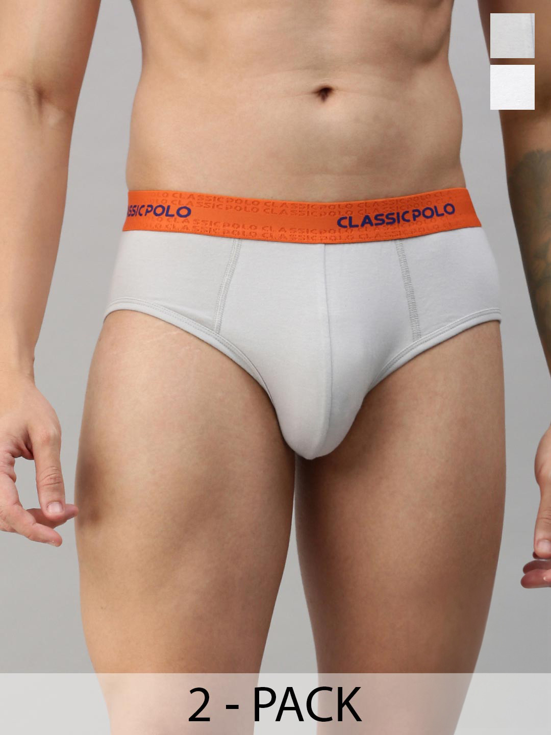 Classic Polo Men Pack Of 2 Solid Knitted Anti-Odour Short Briefs 06-PK2_70-75CM