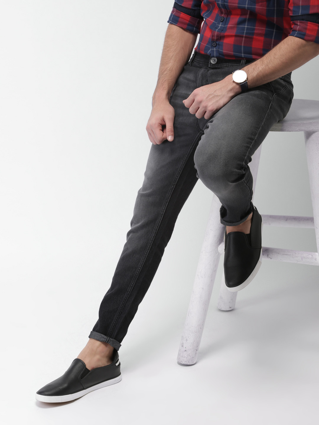 Buy HIGHLANDER Men Black Slim Fit Mid 