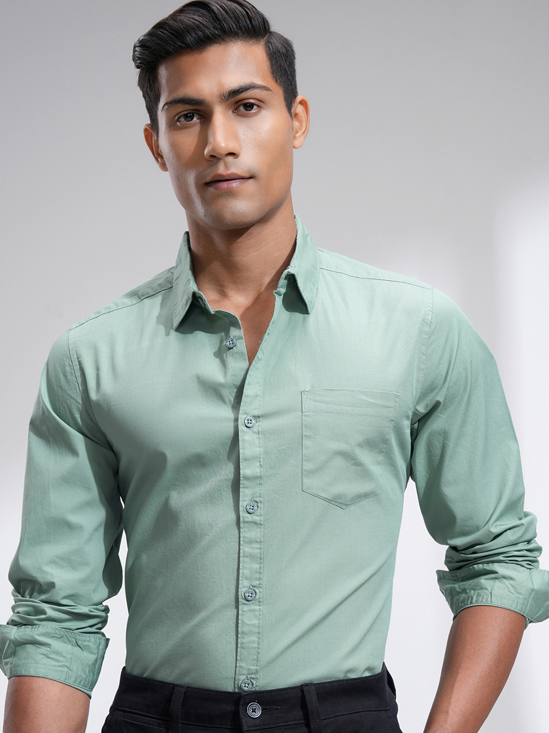 HIGHLANDER Men Blue Slim Fit Casual Shirt