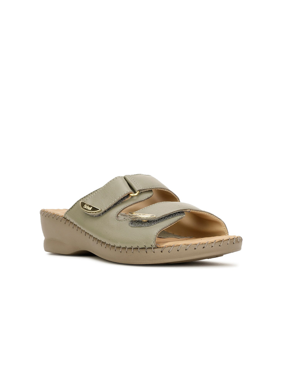 Scholl Open Toe Leather Comfort Heels