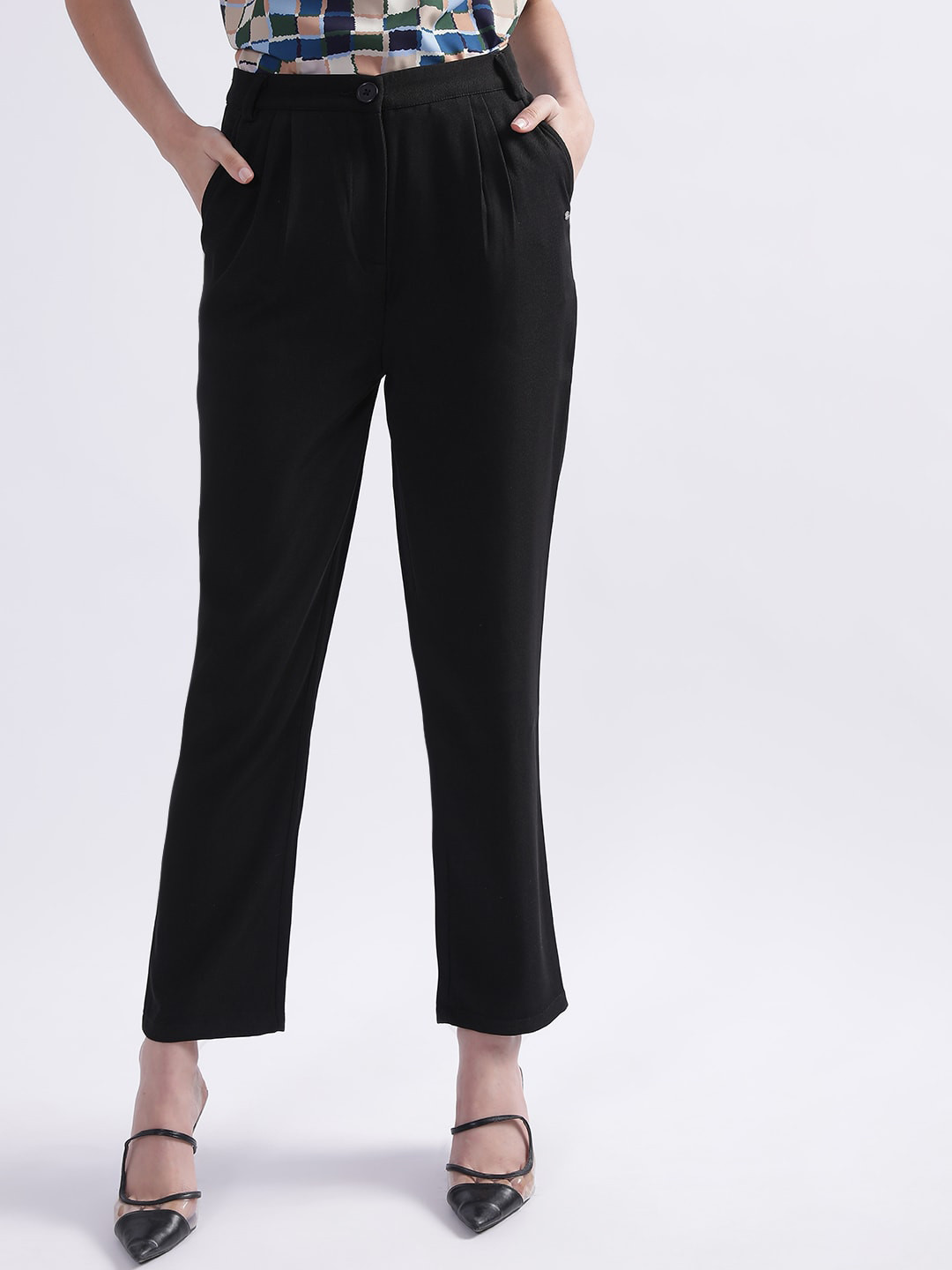 ELLE Women Pleated Peg Trousers