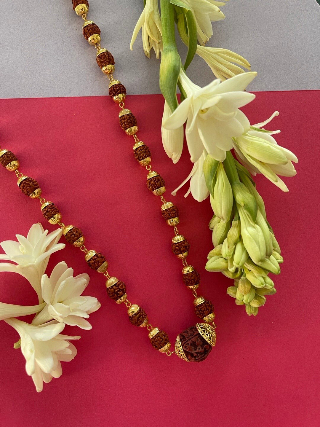 Digital Dress Room Men Rudraksha Gold-Plated Chain