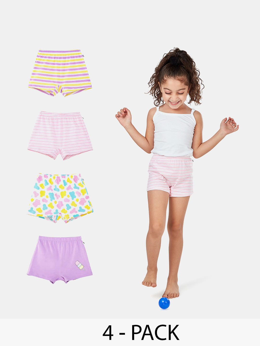 You Got Plan B Girls Pack Of 4 Striped Pure Cotton Anti Microbial Basic Briefs