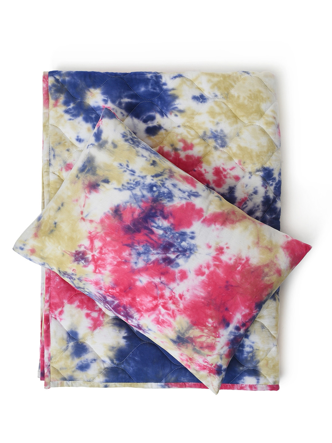 Mi Arcus Green Tie-Dye Comforter & Matching Pillow Set - Travel-Friendly, 1 to 3 Y