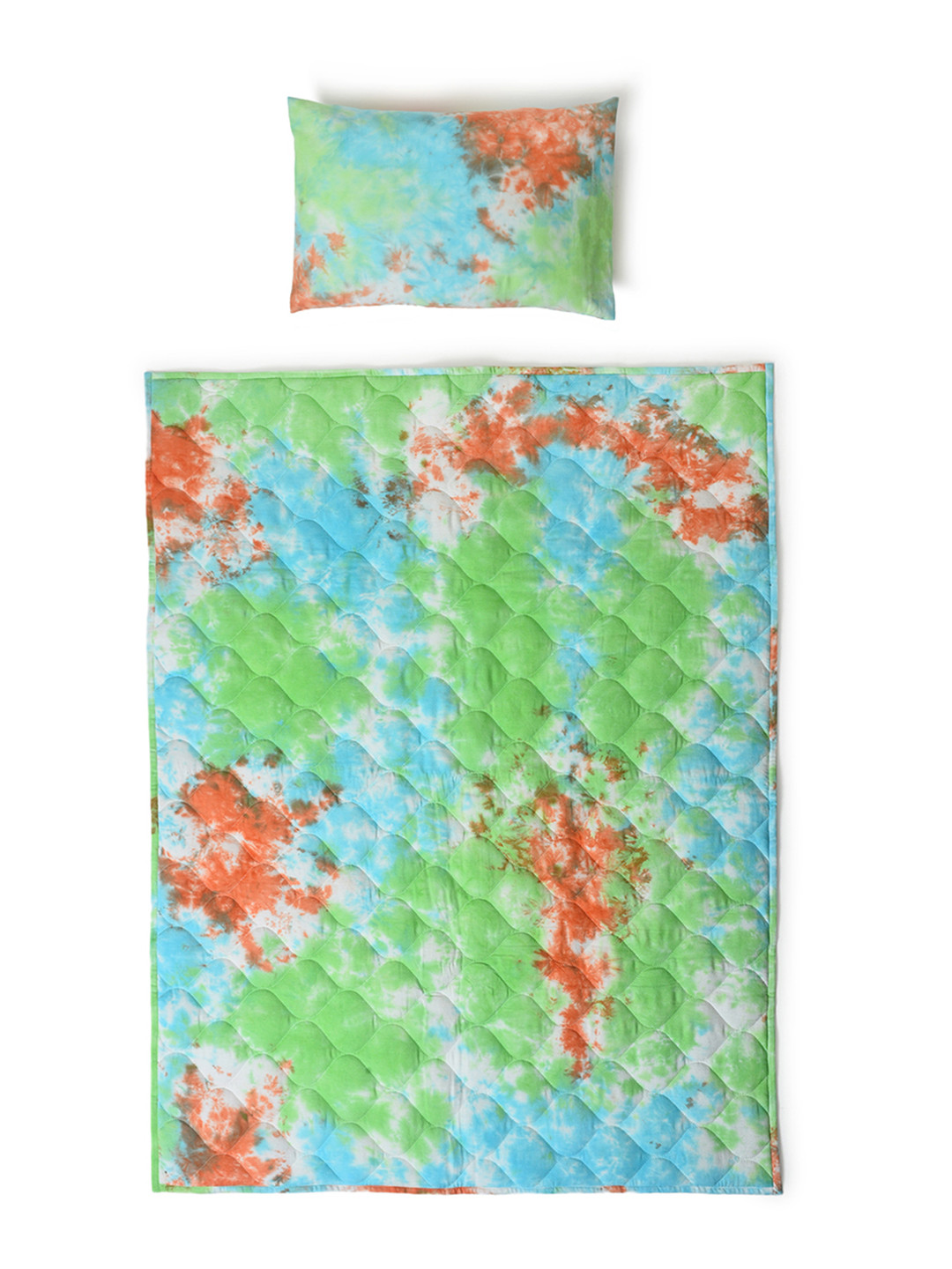 Mi Arcus Green Tie-Dye Comforter & Matching Pillow Set - Travel-Friendly, 0 to 24 Y